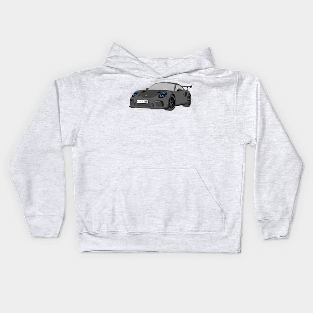 Porsche GT3 RS car selfmade Grey Kids Hoodie by Merlins Desings